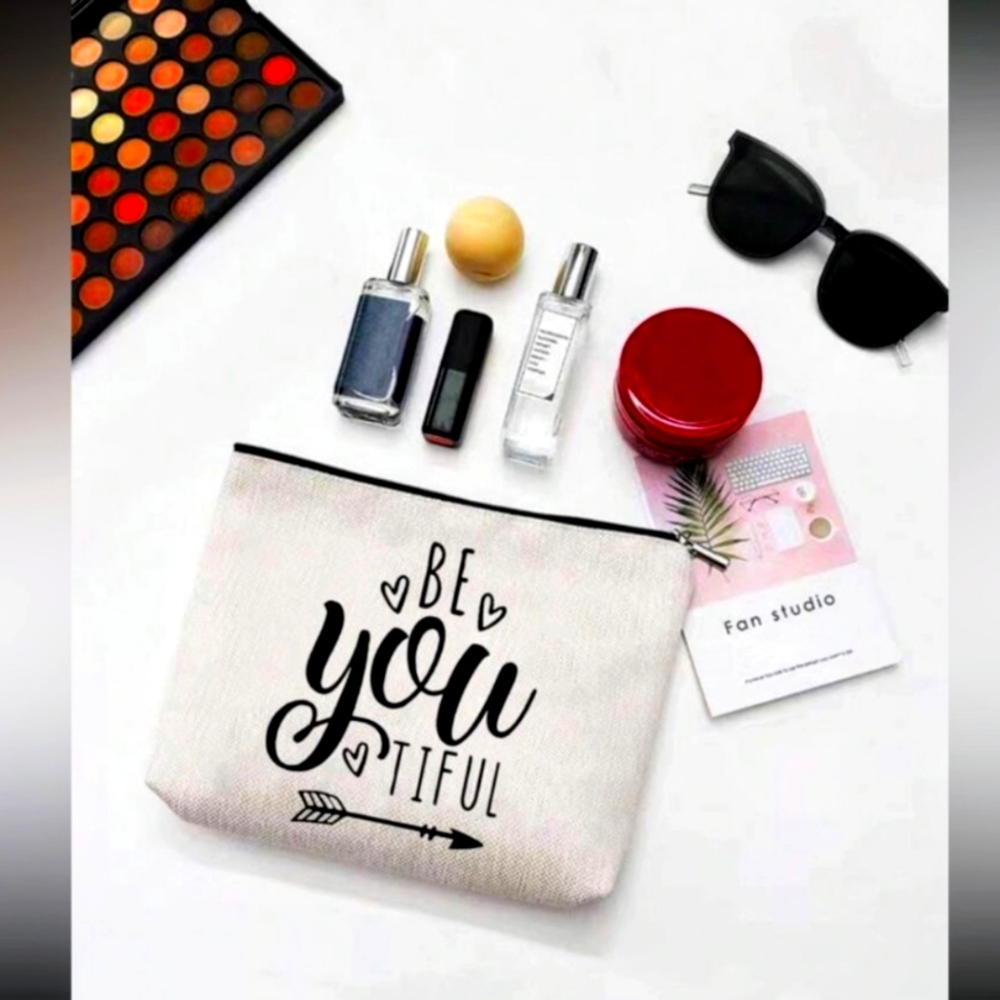 Stylish Cream Pouch with Inspirational Print - Picture 4 of 4